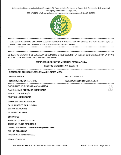 Registro Mercantil Página 1